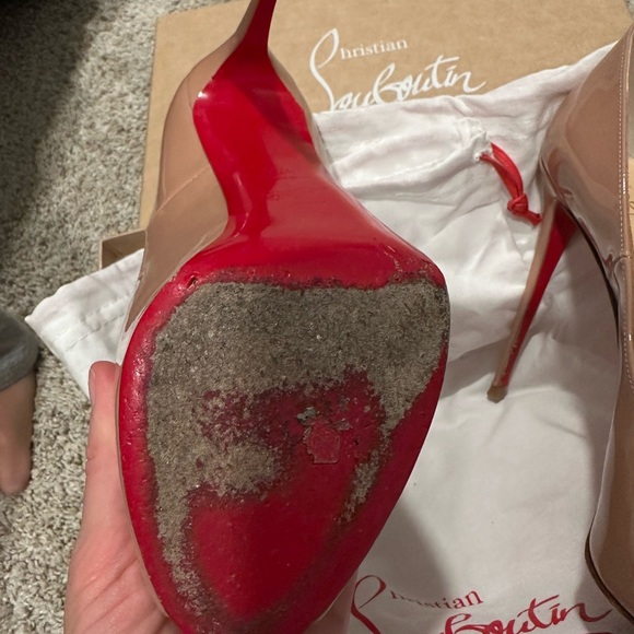 Christian Louboutin Nude Peep Toe Heels - Picture 9 of 16